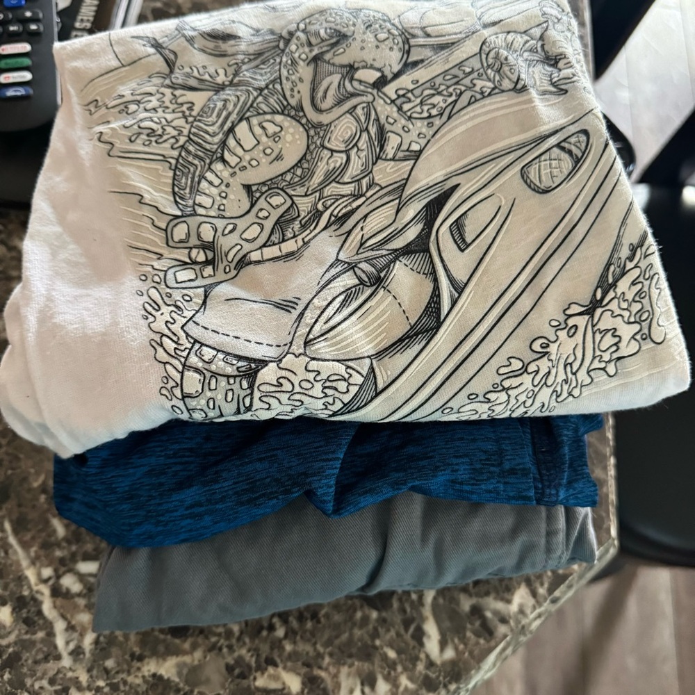Bundle of boys shorts and a glow in the dark shirt